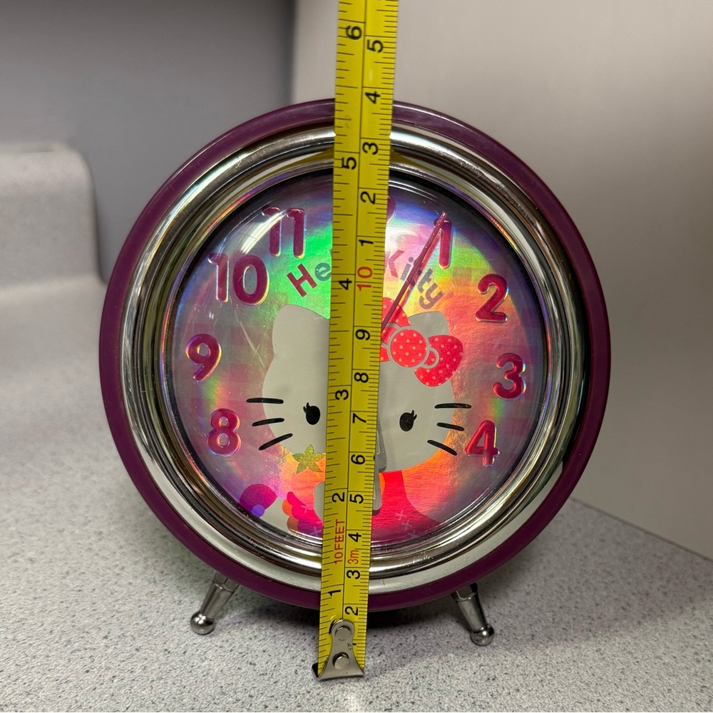 Hello Kitty Purple Alarm Clock with holographic face/glowing hands. Y2K. - Picture 7 of 9